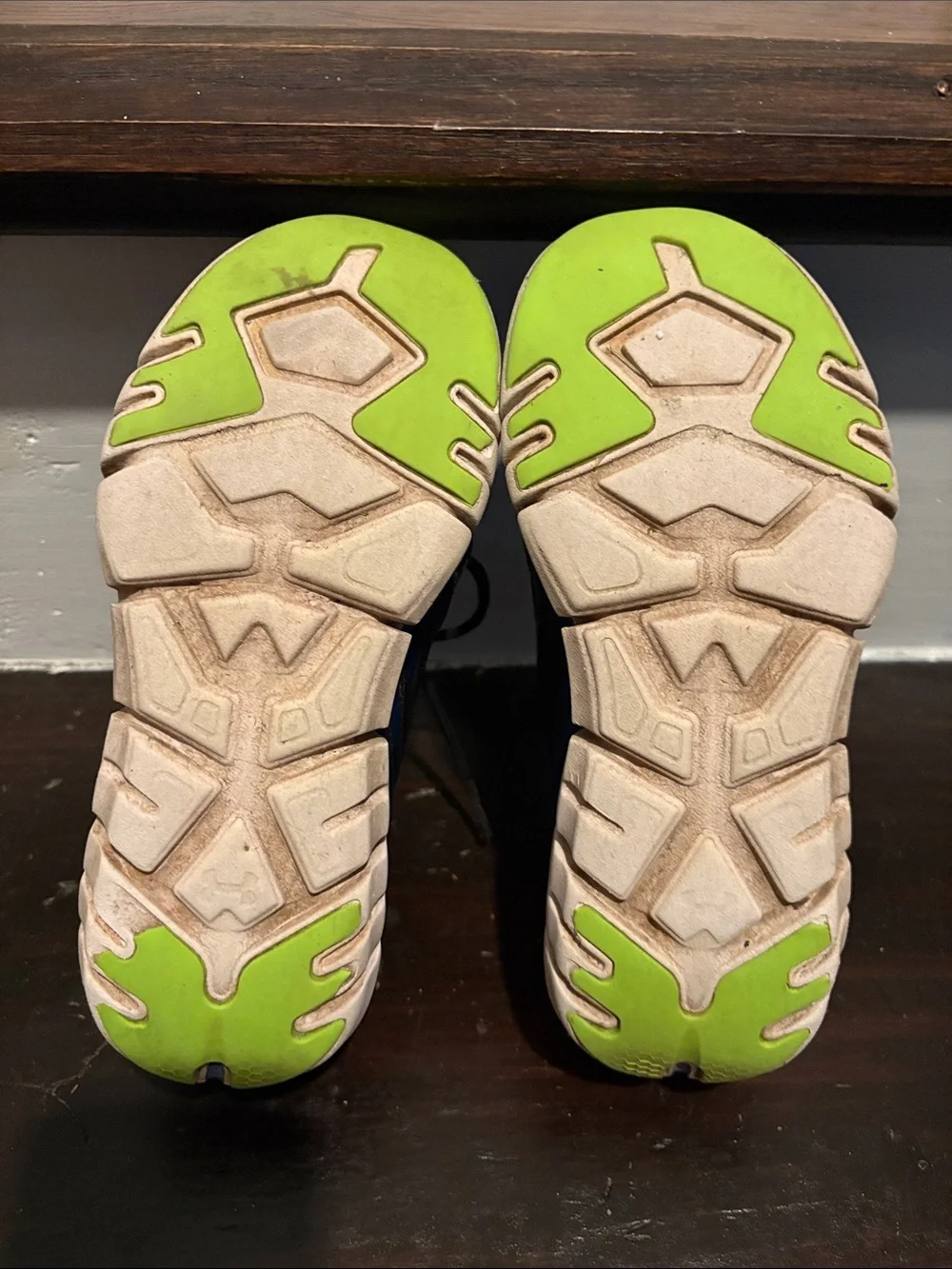 Under Armour Black and Navy Blue Running Shoes with Lime Accent